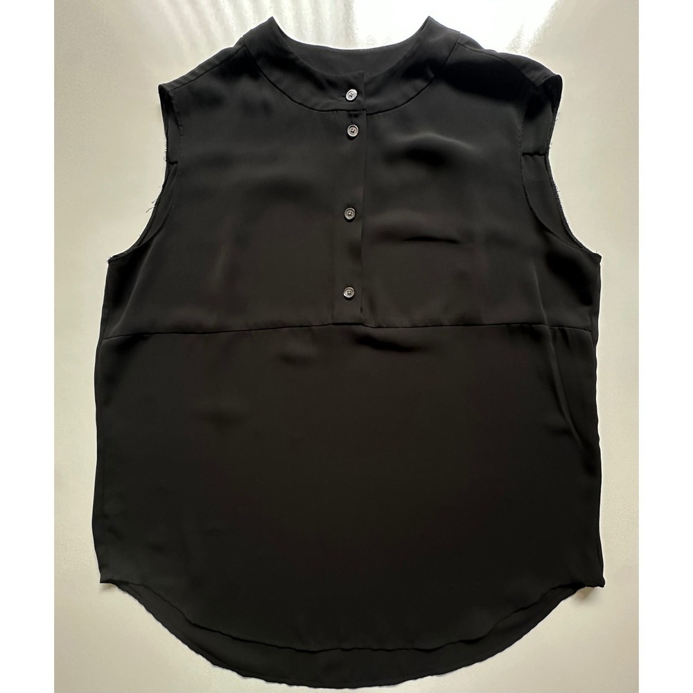 McQ Alexander McQueen Sleeveless Band Collar Buttons Blouse Black S/M